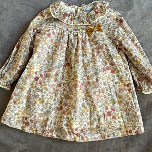 Tutto Priccolo infants dress floral long sleeves button back Sz 12 m 72 cm